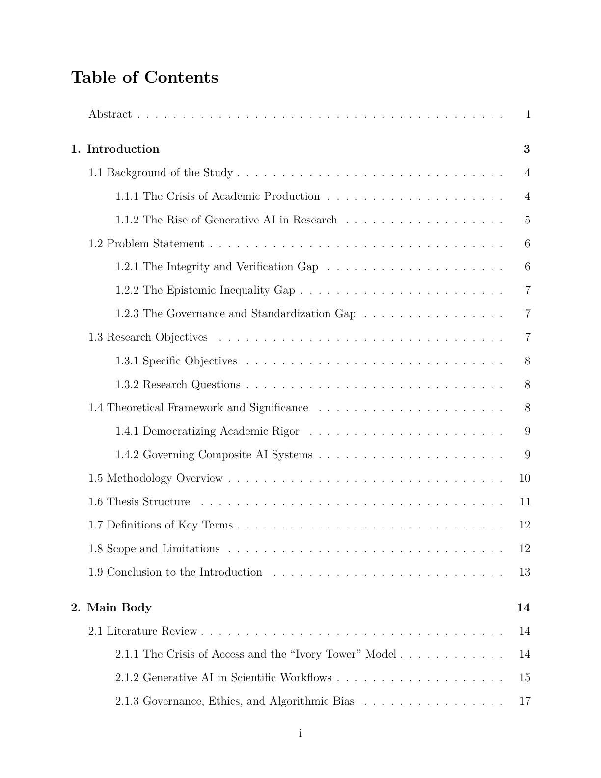 Table of contents